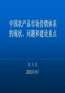 中国农产品市场营销体系的现状、问题和建设重点