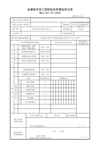 金属板吊顶工程检验批质量验收记录