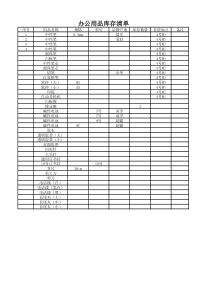 办公用品库存清单