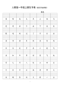 人教版一年级上册生字表3(给汉字加拼音)(2)