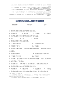 文明单位创建工作问卷调查表