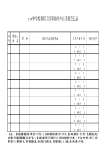 教职工因事临时外出请假登记表