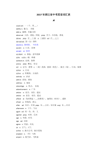2017年浙江省中考英语词汇表..