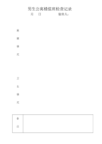 学生公寓楼值班检查记录表