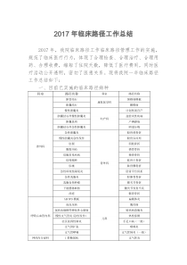 2017年临床路径工作总结