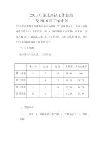 2015年临床路径持续改进分析汇报