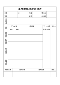 事故维修进度跟进表