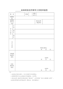 高考同等学力资格审查表