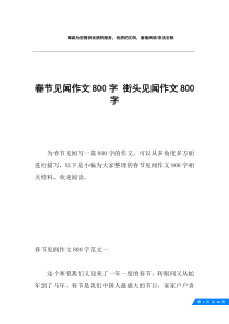 春节见闻作文800字-街头见闻作文800字