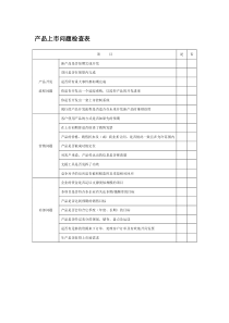 产品上市问题检查表