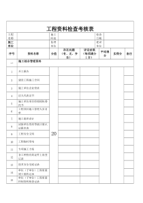 【免费下载】工程资料检查考核表