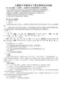 6下语文知识点人教版六年级语文下册全册知识点归纳