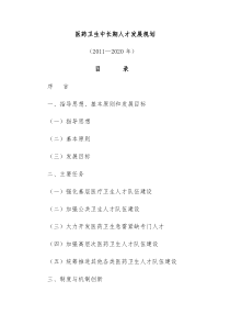 中国未来10年医药卫生中长期人才发展规划