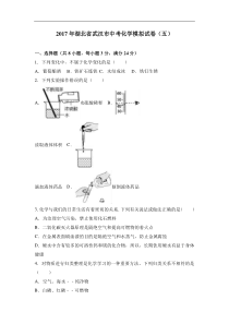 2017年湖北省武汉市中考化学模拟试卷(解析版)