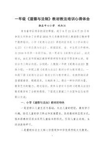 一年级《道德与法制》教材教法培训培训心得体会