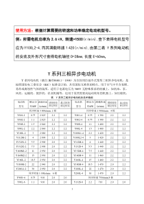 《Y系列三相异步电动机》型号选择表