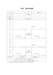 中小学生休学复学申请表模板