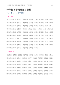 一年级下学期语文总复习资料(整理得很不错)