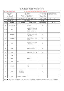 产品和过程的初始特殊特性明细表