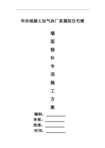 墙面修补专项施工方案最终版