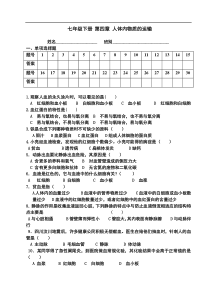 第四章-人体内物质的运输测试题