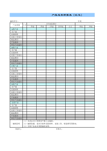 产品成本预算表