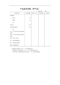 产品成本预算（甲产品）