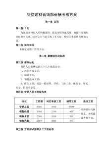 钲益建材营销部薪酬考核方案