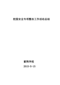 校园安全专项整治工作活动总结