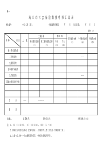 海口市社保缴费申报汇总表