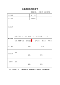 员工违纪处罚通知书-标准版