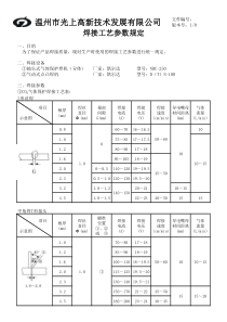 焊接工艺参数一览表