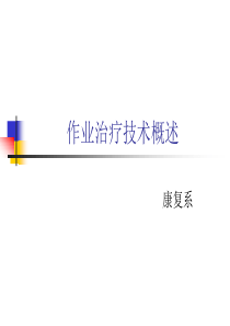 作业治疗技术概述