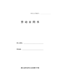 劳动合同书-湖北省劳动和社会保障厅印制