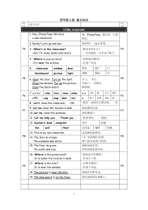 人教版四年级英语上-重点知识