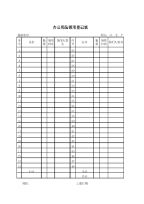 1办公用品领用登记表