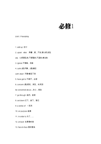 高中英语必修1-8重点单词短语全汇总