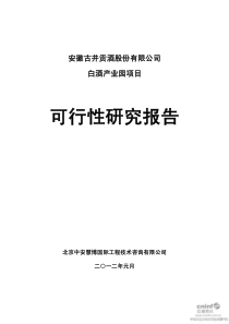 白酒产业园项目可行性研究报告