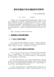 新农村建设中的乡镇政府作用研究 2