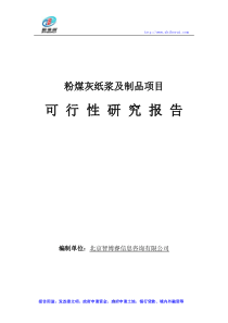 粉煤灰纸浆及制品项目可行性研究报告