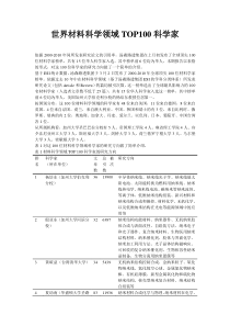 世界材料科学领域TOP100科学家