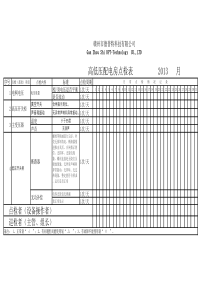 高低压配电房点检表