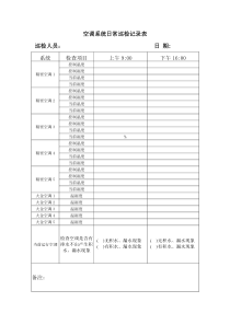 空调系统日常巡检记录表