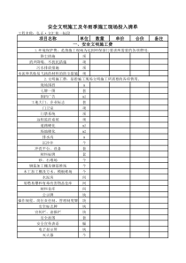 安全文明施工投入一览表