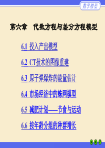 姜启源等编《数学模型》第四版 课件 第六章  代数方程与差分方程模型