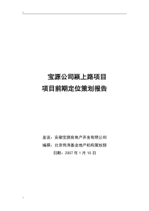 宝源公司颍上路项目前期定位策划报告