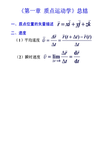 《质点运动学》(总结)