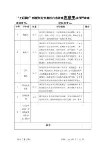 首届中国“互联网+”大学生创新创业大赛校内选拔赛评分表(最终)