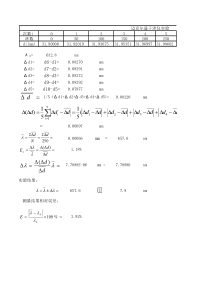 迈克尔逊干涉仪实验数据处理表格