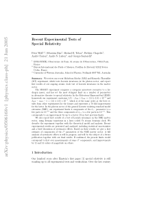 Recent Experimental Tests of Special Relativity